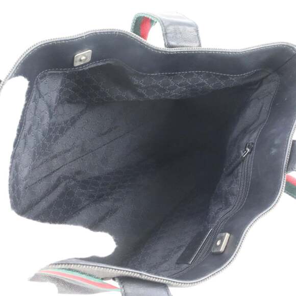 Gucci Sherry Line 73988 Leather Canvas Tote Bag Shoulder Black Women's - Picture 7 of 9